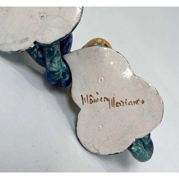 Vintage Handcrafted Majolica Pear Napkin Rings Set Of 2 Hand Painted Italy - Picture 11 of 11